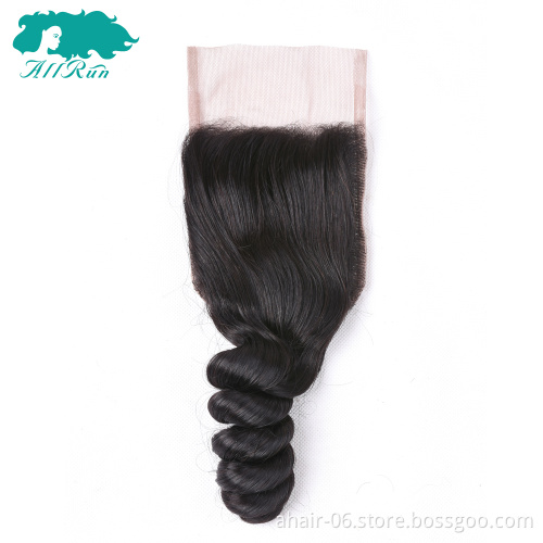 Wholesale excellent quality brazilian virgin human hair bundles black loose wave with lace frontal closure